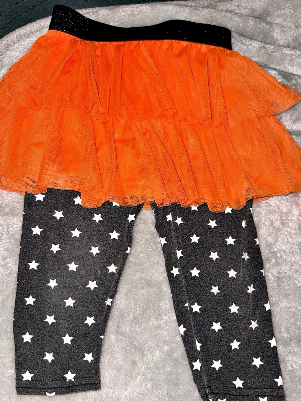 Young Hearts Girls Orange & Black Tutu Leggings Size 4T Like New